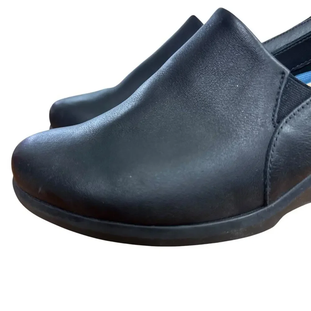 Hush Puppies The Body Shoe Maria Black Wedge Leather Comfort Shoes Slip On sz 8